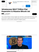 Winklevoss: $22.7 Trillion Fiat Expansion Is Massive Bitcoin Ad - U.Today