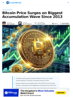 Bitcoin Price Jumps on Biggest Accumulation Wave Since 2013 