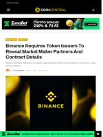 Binance Requires Token Issuers To Reveal Market Maker Partners And Contract Details