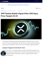 XRP Flashes Bullish Signal After 200 Days, Price Targets $3.33