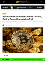Bitcoin Open Interest Falls by $2 Billion, Easing Forced Liquidation Risk - CoinCentral
