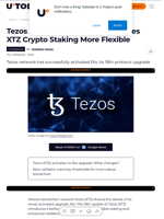 Tezos Activates Rio Upgrade, Makes XTZ Crypto Staking More Flexible