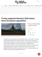 Trump supports Russia's G20 return, faces European opposition