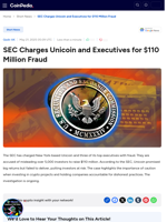 SEC Charges Unicoin and Executives for $110 Million Fraud