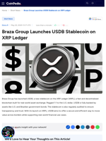 Braza Group Launches USDB Stablecoin on XRP Ledger