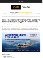 Wiki Finance Expo Cyprus 2025: Europe's Premier Fintech, Crypto & Forex Event!