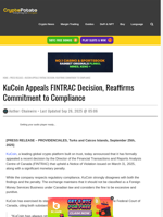 KuCoin Appeals FINTRAC Decision, Reaffirms Commitment to Compliance
