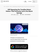 XRP Repeating the Trendline Retest Pattern That Previously Led to the March Upsurge