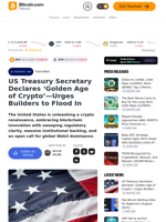 US Treasury Secretary Declares ‘Golden Age of Crypto’—Urges Builders to Flood In – Featured Bitcoin News