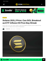 Solana (SOL) Price: Can SOL Breakout as ETF Inflows Hit Five-Day Streak - CoinCentral