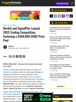 Deribit and SignalPlus Launch 2025 Trading Competition, Featuring a $450,000 USDC Prize Pool