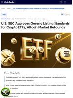 U.S. SEC Approves Generic Listing Standards for Crypto ETFs