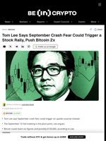 Tom Lee Says September Crash Fear Could Trigger a Stock Rally, Push Bitcoin 2x