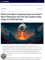 What is the Best Cryptocurrency to Invest in Now? Deep Dive into the Top Crypto to Buy Today for 2025 Bull Run : Mutuum Finance