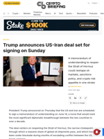 Trump announces US-Iran deal set for signing on Sunday