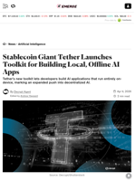 Stablecoin Giant Tether Launches Toolkit for Building Local, Offline AI Apps - Decrypt