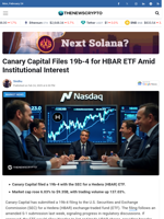 Canary Capital Files 19b-4 for HBAR ETF Amid Institutional Interest
