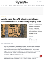 Apple sues OpenAI, alleging employee accessed circuit plans after jumping ship