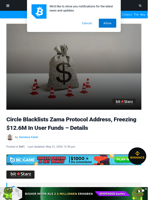 Circle Blacklists Zama Protocol Address, Freezing $12.6M In User Funds - Details