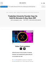 Tradeship University Founder Says He Sold His McLaren to Buy More XRP