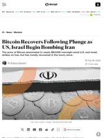 Bitcoin Recovers Following Plunge as US, Israel Begin Bombing Iran - Decrypt