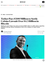 Tether Pays $300 Million to Settle Celsius Lawsuit Over $4.5 Billion in Bitcoin - Decrypt