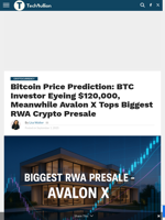 Bitcoin Price Prediction: BTC Investor Eyeing $120,000, Meanwhile Avalon X Tops Biggest RWA Crypto Presale - TechBullion