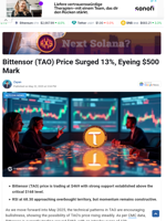 Bittensor (TAO) Price Surged 13%, Eyeing $500 Mark - TheNewsCrypto