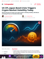 US CPI, Japan Bond Crisis Triggers Crypto Market Volatility Today - Coinspeaker