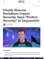Vitalik Buterin Redefines Crypto Security, Says “Perfect Security” Is Impossible