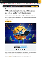 XRP Sentiment Hits Fear Zone, But May Signal Rally