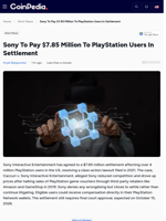 Sony To Pay $7.85 Million To PlayStation Users In Settlement