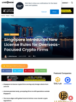 Singapore Introduces New License Rules for Overseas-Focused Crypto Firms | Live Bitcoin News