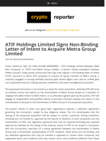 ATIF Holdings Limited Signs Non-Binding Letter of Intent to Acquire Metra Group Limited