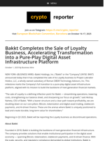 Bakkt Completes the Sale of Loyalty Business, Accelerating Transformation into a Pure-Play Digital Asset Infrastructure Platform