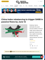 China index rebalancing to trigger $48B in passive flows by June 12