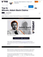 Top Satoshi Candidate Didn't Create Bitcoin, Adam Back Claims