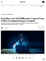 Feds Recover $31 Million in Crypto From 2021’s Uranium Finance Exploit - Decrypt