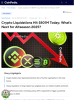 Crypto Liquidations Hit $801M Today; What’s Next for Altseason 2025?