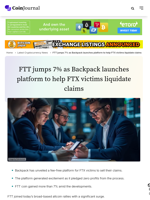 FTT jumps 7% as Backpack launches platform to help FTX victims liquidate claims - CoinJournal
