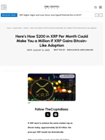 Here’s How $200 in XRP Per Month Could Make You a Million If XRP Gains Bitcoin-Like Adoption