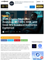 2025 Crypto Prediction Roundup: BTC, ETH, SHIB, and Ozak AI’s Breakout Scenarios Explained | Live Bitcoin News