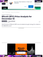 Bitcoin (BTC) Price Analysis for December 10 - U.Today