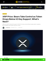XRP Price: Bears Take Control as Token Drops Below $3 Key Support. What's Next? - CoinCentral
