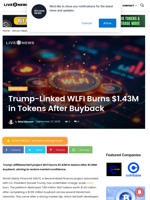 Trump-Linked WLFI Burns $1.43M in Tokens After Buyback | Live Bitcoin News
