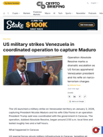 US military strikes Venezuela in coordinated operation to capture Maduro