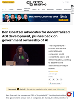 Ben Goertzel advocates for decentralized AGI development, pushes back on government ownership of AI