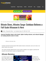 Bitcoin Slows, Altcoins Surge: Coinbase Believes a Full-Scale Altseason Is Here