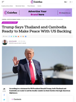 Trump Says Thailand and Cambodia Ready to Make Peace With US
