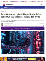 Post-Quantum qONE Hyperliquid Token Sells Out in 24 Hours, Raises $950,000